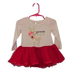 Holiday Editions Christmas Reindeer‎ Tutu Dress Girls 12 Months Holiday